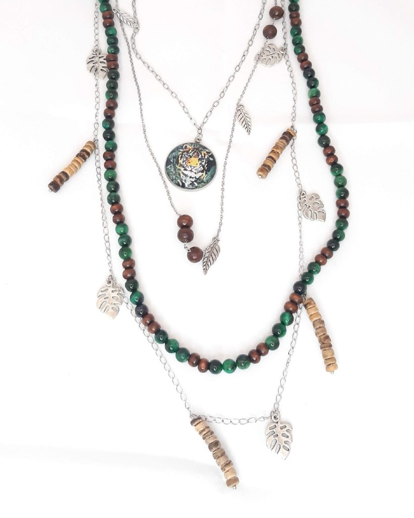 collier multi-rangs dessin du tigre par JouKéa