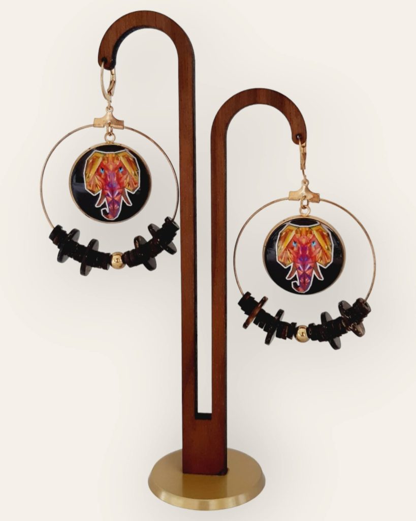 boucles d'oreilles avec dessin éléphant par JouKéa